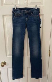 True Religion Billie Mid Rise Straight Blue Jeans Size 24 NEW