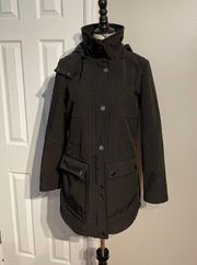 Kenneth Cole Parka Rain winter jacket hoodie long length zip/snap utility trench wind