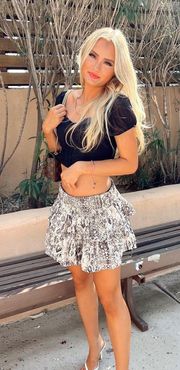 Flowy Snake Print Mini Skirt 