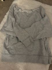 off the shoulder gray sweatshirt