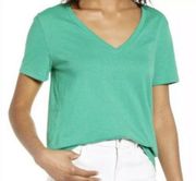 BP Nordstrom Green Clover V-Neck Short Sleeve Tee T-Shirt Women's Small