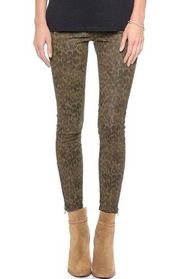 Current/Elliot Women's Army Green Leopard Mid Risee Skinny Jeans Size 25/0