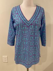 Gretchen Scott Purple Turquoise Mandarin Tunic