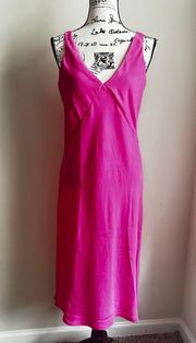 Satin Double V-neck dress women  in Pink XL