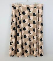 1. State | Polka Dot Patterned Button Down Pleated Midi Skirt Size Large