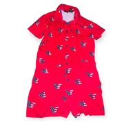 Disney Mickey Mouse Jumpsuit Jumper Romper Red White Blue Stars Stripes Sz Large