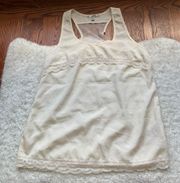 Cream Lace Trim Scoopneck Tank Top Size M