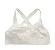 Moving Comfort Sports Bra Womens Size M 34AB-36A Wireless Crossback Ivory Mesh