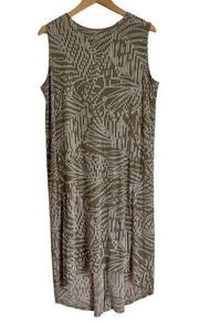 Chico’s Travelers Classic Sleeveless Printed Wedge Dress Sage Midi Beach  12 14