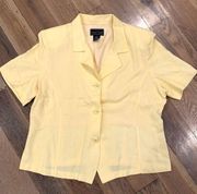 Laura Scott Vintage Linen Yellow Blouse Top Size 18