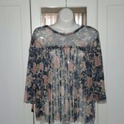 NWOT Belle + Sky Floral Print Mesh Top