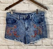 Urban Outfitters UO BDG Mid Rise Vintage Fit Shorts Embroidered