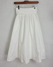 SheIn  Women Skirt Size M White High Waist A-Line Maxi Elastic Waist Band Pleated