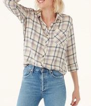 Splendid Driftwood Plaid Checkered Button Up Flannel Stripe Blouse Shirt Size XS