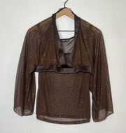 Vintage Wet Seal Two Piece Sparkle Top Small Brown Retro Style 70s Festival