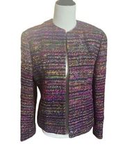 DONCASTER Women Jacket Blazer 100% Woven Silk open front long sleeve Sz 10