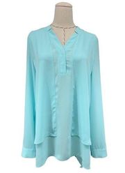 Joseph Ribkoff Blouse Womens Size 6 Light Teal Long Sleeve Lightweight