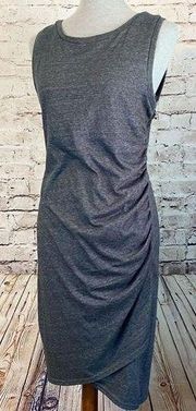 Leith Bodycon Ruched Side Sleeveless Dress Charcoal Heather Gray Size Large