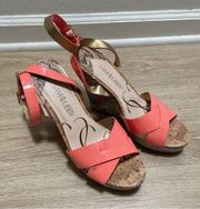 Sam & libby Cork Wedge Platform Heel Sandals US 7