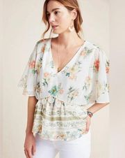 NWT  Anthropologie Hestia Floral Printed OVERSIZED Blouse