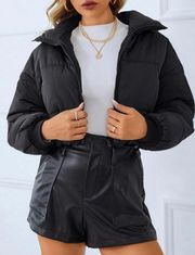 Cropped Black Puffer Jacket