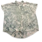 4/$25 BUNDLE SALE!! WONDERLY LINEN TIE DYE TIE FRONT BUTTON DOWN BLOUSE