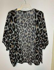 I Joah Animal Print Open Front Kimono Cardigan Top Cover Size Small EUC