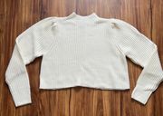 cream knitted mock neck sweater cropped