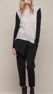 Helmut Lang Side Cowl Pullover Gray and Black Small Mohair Alpaca Wool Blend