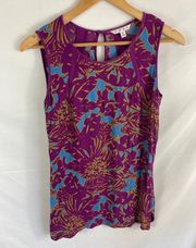 Cabi 243 Palm Grass Sleeveless Blouse Purple and Blue Size Small