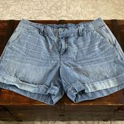 Dear John Blue Chambray Cuffed Chino Shorts Size 30