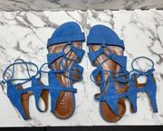 NEW SCHUTZ BLUE SUEDE LEATHER SANDLES SZ 8B