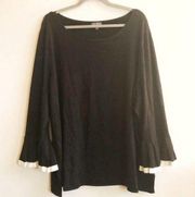 Limited Collection Sweater Black w/White Marshmallow Pleat Ruffle Knit Sz 3X NWT