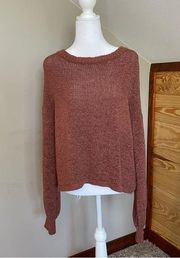 She + Sky Oversized Loose Knit Mauve Long Sleeve Sweater Small