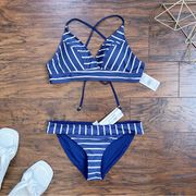 Vineyard Vines • Sconset Stripe Bikini navy blue white Deep Bay swim swimsuit