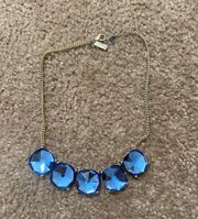 beautiful blue stone gold tone necklace