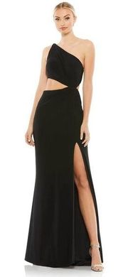 Mac Duggal 67937 Black One Should Cut Out Jersey Gown Size 12