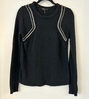 Maje Black Studded Angora Wool Sweater Size S