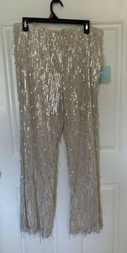 NWT L  Sequin Fringe Pants