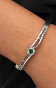 Silver And Green Bracelet 