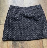 Black, White, Blue Tweed Skirt