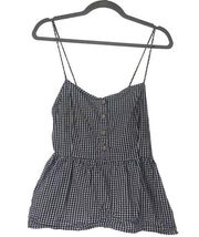 POTTERS POT SWEETHEART NECKLINE CHECK GINGHAM TOP ELASTIC BACK TANK TOP COTTON