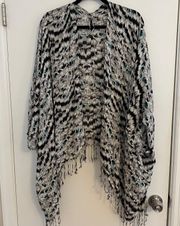 Open Cardigan/wrap grey teal print one size