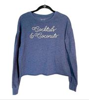 Zoe + Liv Cocktails & Coconuts Blue Sweatshirt XS