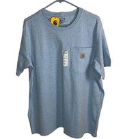 NWT Carhartt Women T-Shirt Loose Fit  Blue‎ Short Sleeve Pocket Sz XL(16-18)