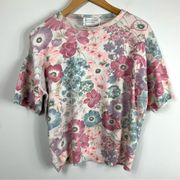 Vintage United States Sweaters - Floral Short Sleeve Sweater