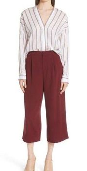 Vince Burgundy High Waist Wide Leg Crepe Crop Pants Size 4