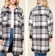 Sugar + Lips Dillan Plaid Oversized Shacket in Black White