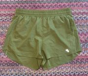 JOY LAB LASER CUT OLIVE GREEN ATHLETIC RUNNING PULL ON SHORTS