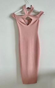 Nookie Hollywood Midi Blush Pink Dress with Cutouts  XS NWT